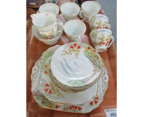 Radfords English bone china 'Harebell' design part teaset to include; teacups, milk jug, sucrier and various plates and sauce