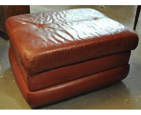 Qualitas leather burgundy pouffe.(B.P. 21% + VAT) 