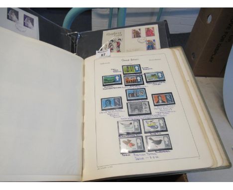 Box of all world stamps in stockbooks and album of Great Britain FDC's and presentation packs and Lighthouse printed album wi
