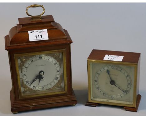 Elliott 18th Century design modern bracket clock marked 'Swansea Goldsmiths', together with another small Elliott modern desi