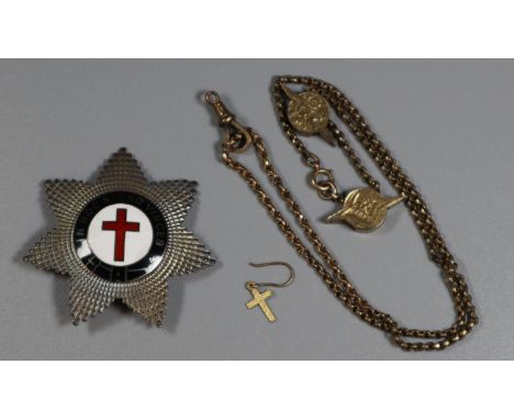 Silver and enamel badge marked In Hoc Signo Vinces, together with a gilt metal chain.(B.P. 21% + VAT) 