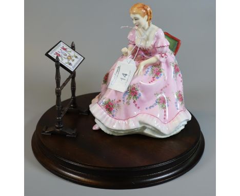 Royal Doulton bone china figurine 'The Gentle Arts, Tapestry Weaving', limited edition of 750, HN3048, with metal tapestry an