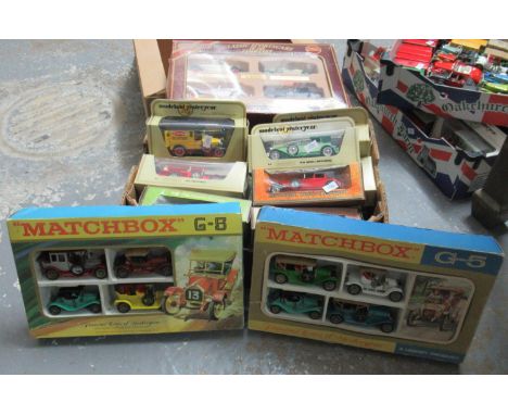 Box of assorted diecast model vehicles to include; Matchbox models of Yesteryear, Matchbox G-5 famous cars of Yesteryear x 2 