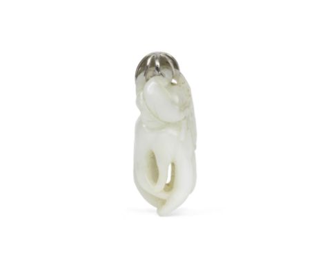 A WHITE JADE 'BUDDHA'S HAND' PENDANT18th centuryOf citrus fruit form issuing from a deeply undercut branch used as suspension