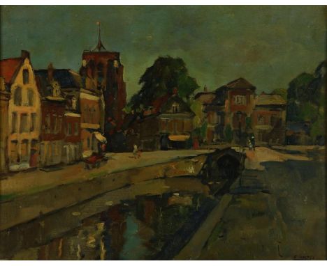 Cor Noltee (1903-1967)Stadsgezicht te Leeuwarden, gesigneerd rechtsonder, doek, 40 x 50 cm.