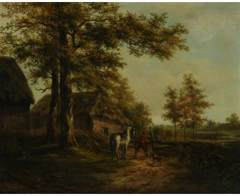 Hollandse School, 19e eeuw,&nbsp;onduidelijk gesigneerd 'K. Berkhout'&nbsp;rechts onder, doek 45 x 57 cm.