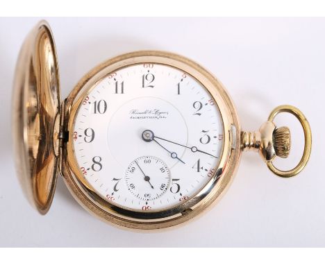 An Illinois Watch Company, size 18, model 65-E, hunting pocket watch, c.1902, the white enamel dial with Arabic numerals and 