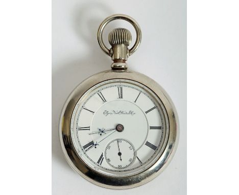 An Elgin National Watch Company, size 18 Size, open face, pocket watch, c.1890, the 46mm, white enamel dial with Roman numera