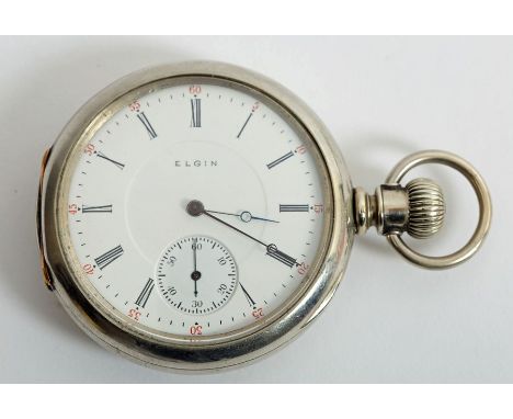 An Elgin National Watch Company, size 16 pocket watch, c.1879, the white enamel dial with Roman numerals and subsidiary secon