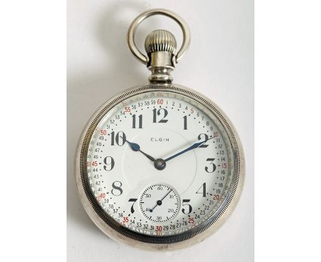An Elgin National Watch Company, size 18 Size, open face, pocket watch, c.1890, the 46mm, white enamel dial with Arabic numer