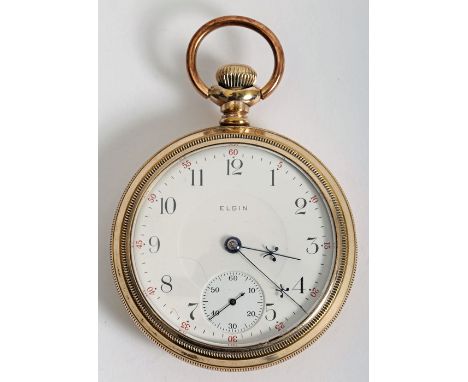 An Elgin National Watch Company, size 18 Size, open face, pocket watch, c.1896, the 45mm, white enamel dial with Arabic numer