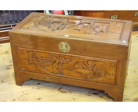 Oriental carved camphorwood trunk
