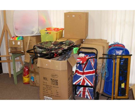 Footballs, beach balls, buckets and spades, water guns, Union Jack shopping trolleys, sixteen sledges, child garden bench, et