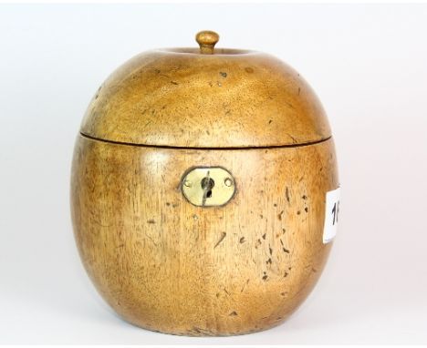 An apple shaped fruit wood tea caddy H 12cm