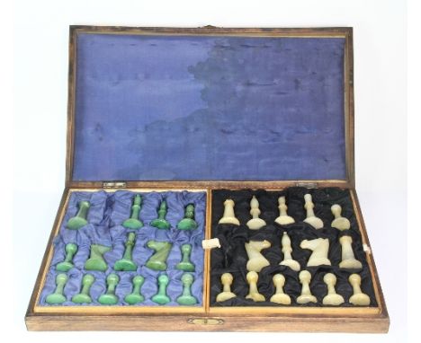 A cased onyx chess set