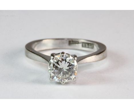 An 18ct white gold and platinum diamond solitaire ring (centre stone approx. 1ct) (L)