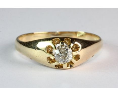 An 18ct gold gypsy style diamond solitaire ring (R.5)