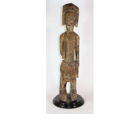 A large African wooden tribal Bambara hunting figure H 89cm