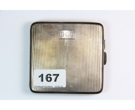 An Art Deco engine turned hallmarked silver cigarette case