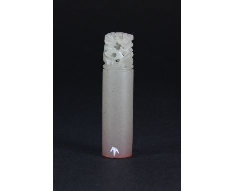 A finely carved Chinese miniature clear soapstone seal H 5cm. Understood to have belonged to a politician.