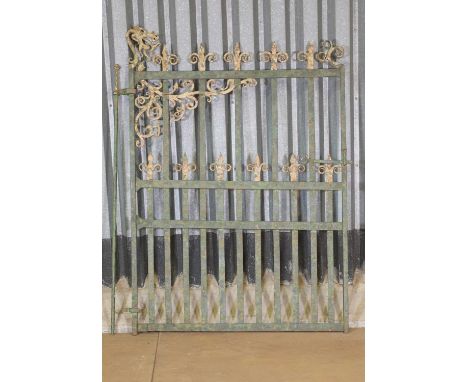 A wrought-iron gate,late 18th/early 19th century and later, Northern Irish, with scrolling fleur-de-lys motifs,132cm wide182c
