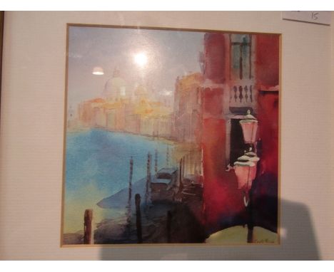 A modern framed and glazed print of Venice, 15.5cm x 15.5cm 