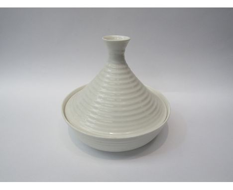 A Portmeirion white ceramic tagine with ribbed effect body 