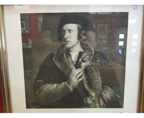 A portrait engraving after Hans Holbein (1497-1543) of Robert Cheseman of Dormanswell, the falconer to Henry VIII, published 