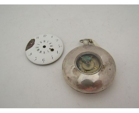 A silver pocket watch, movement stamped Thom. Nurse, Lynn 1816, a/f loose enamel dial 