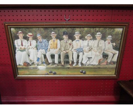 A print entitled "Bowls - Nine Ends Down" signed Jedd lower right, 24cm x 52cm, framed and glazed 