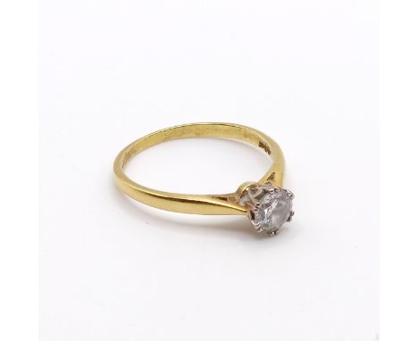 A diamond solitaire ring, ring size Pdiamond approx 5 mm diambrilliant cut, dirty 