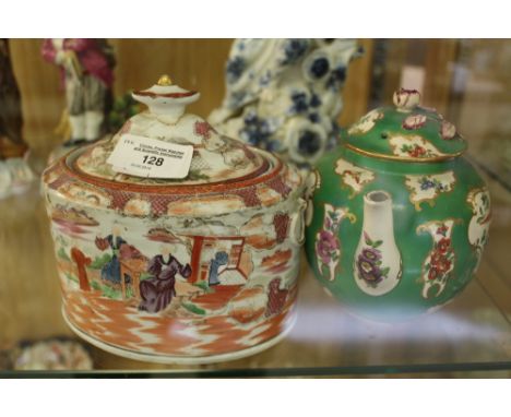 Porcelain teapot and caddy