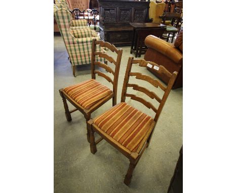 Set of 4 oak ladder-back chairs