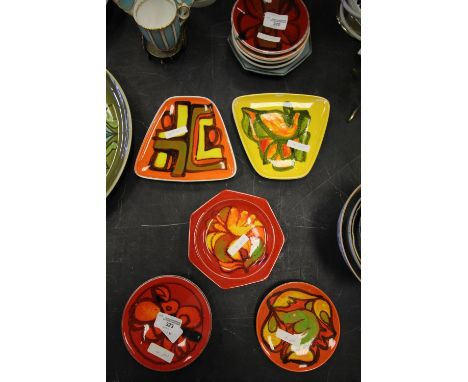 5 Small Poole Pottery Delphis Pattern Plates