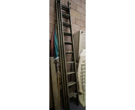 Triple Wooden Ladders, Vintage Parasol &amp; Gate Posts (Wooden/Pair) with Fittings