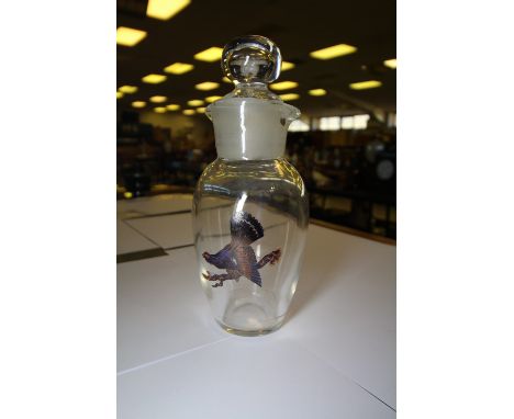 Painted hunting theme decanter and glasses