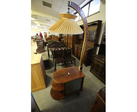 1950's Walnut Display Cabinet/Lamp