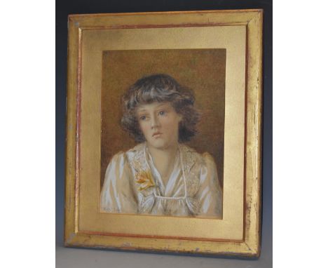 Edith Gourlie'Daffodil', portrait of a young girlsigned, label to verso, watercolour, 25.5cm x 19.5cm