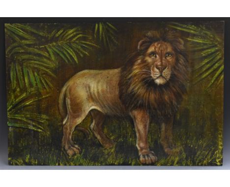 British School (20th century)The Proud Lionoil on board, sketch to verso, 61cm x 91.5cm