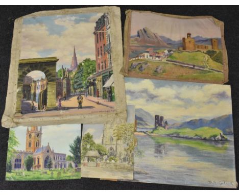 Deirdre Henty-Creer (1918-2012)Country Town High Streetsigned, indistinctly dated, oil on canvas, 69.5cm x 61cm; others, all 