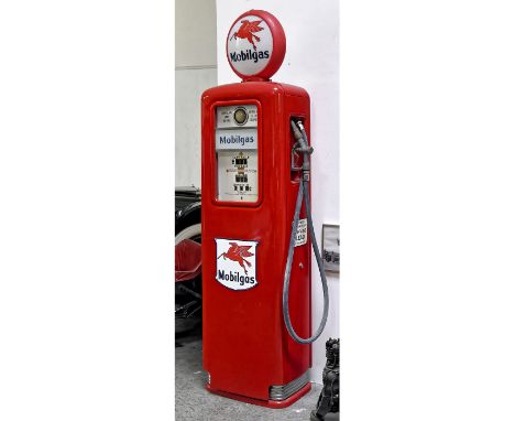 Mobilgas Station Pump with "Globe" signErie Meter System, USA, fig. no. 771, Penna Approval E4, serial no. AC 1163, 57 x 43 x