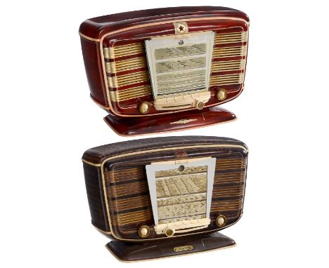 SNR Modell Excelsior 52 und Zvezda 54 "Red Star"1) Radio SNR Modell Excelsior 52, 1950er Jahre, S.N.R., Paris. 6 Röhren, LW, 