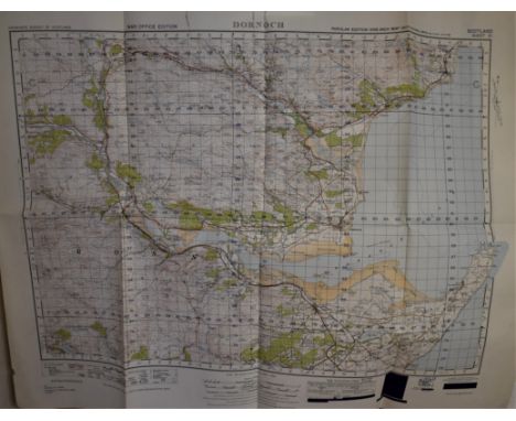 Scotland - 'Dornoch' War Office Edition, ordnance survey map, folded. Published 1949 sheet 21, good condition