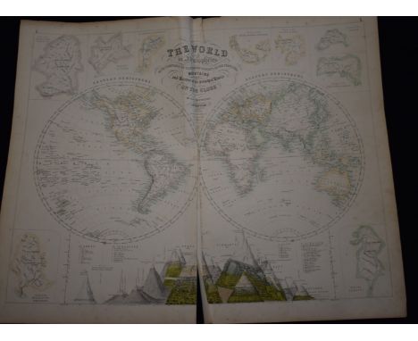 The World in Hemispheres with comparative views of the heights of the Principal Mountains and Basin of the principal on the g