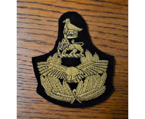 Rhodesian Air Force Marshals Officers Peaked Cap Cloth Patch, Gold Braid on black cloth. 