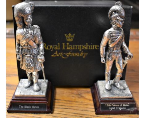 Royal Hampshire Art Foundry Pewter Soldiers (2), of The Watch and 12th (POW) Light Dragoons - 12cm High x 5cm's on plinths, i