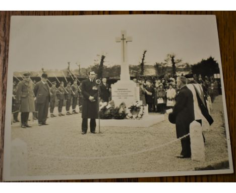 The dedication of the new war memorial  in Grouville attended by a Field Marshall, Channel Island of Jersey, A real photo - e