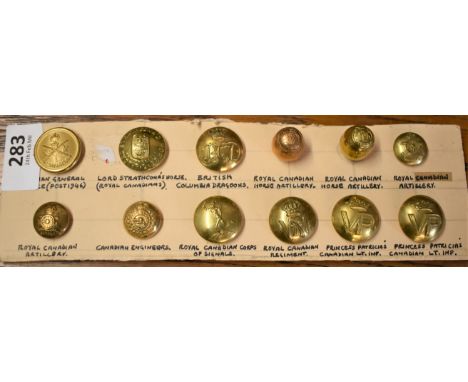 British Military Buttons (20):- Suffolk Regiment, Somerset Light Infantry, East Yorkshire Regt, East Surrey Regt, Duke of Wel
