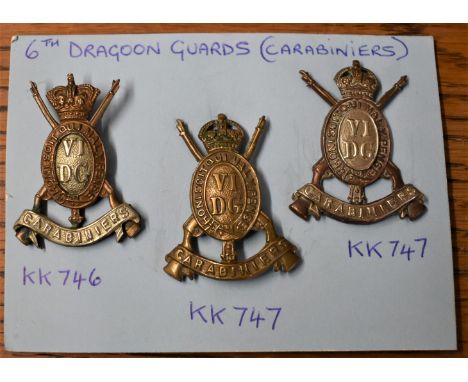The 6th Dragoon Guards (Carabiniers) Cavalry Field-Service Cap Badge (Bi-metal) two lugs, first type with QVC. K&amp;K: 746.-