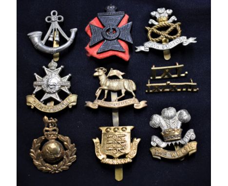 British Military Badges (8 and 2 Shoulder Titles) including: The King's Royal Rifle Corps, The Welsh Regt, The Queen's Royal 
